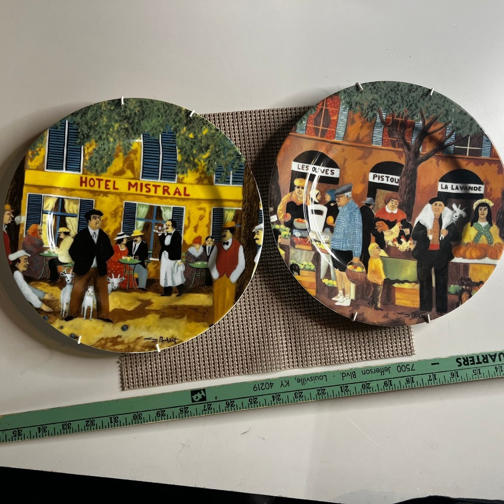 Guy Buffet Collection Fine Porcelain Plates Hotel Mistral‎ Marche Provenca Set 2